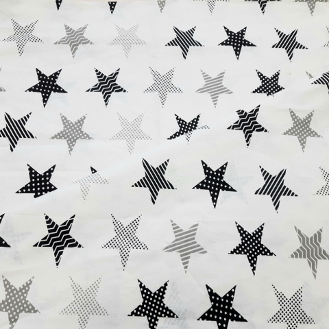 Ткань на отрез бязь плательная 150 см 8104/5 Звезды пэчворк цвет серый