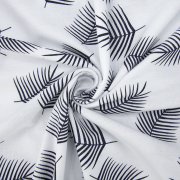 Ткань на отрез кулирка 1370-V3 Лист пальмы на белом