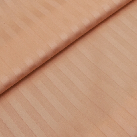 Ткань на отрез Страйп сатин полоса 1х1 см 220 см 135 гр/м2  цвет 113 персиковый