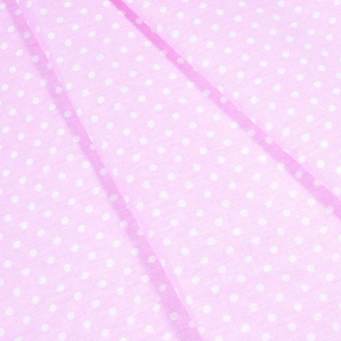 Ткань на отрез бязь плательная 150 см 1359/20 розовый фон белый горох