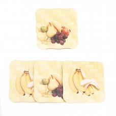 Подставка под горячее квадратная 15х15 см Фрукты вид 2 + Бананы в упаковке 4 шт