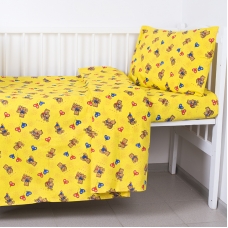 Постельное белье в детскую кроватку из бязи 609/4 желтый ГОСТ
