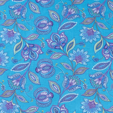 Ткань на отрез ситец 80 см 20113/1 Цветочная фантазия цвет голубой