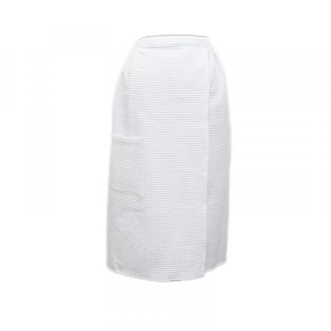 Вафельная накидка на резинке для бани и сауны Премиум женская 80 см цвет белый