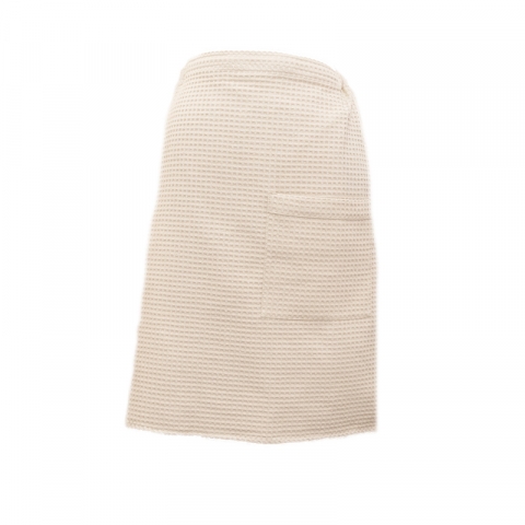 Вафельная накидка на резинке для бани и сауны Премиум мужская 60 см белый бежевый