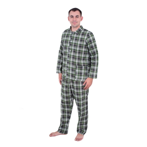 Пижама мужская бязь клетка 60-62 цвет зеленый