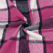 Ткань на отрез фланель Рубашечная №33 ярко-розовая клетка
