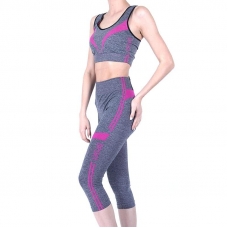 Женский спортивный костюм топ+бриджи 211 цвет розовый размер  42-48