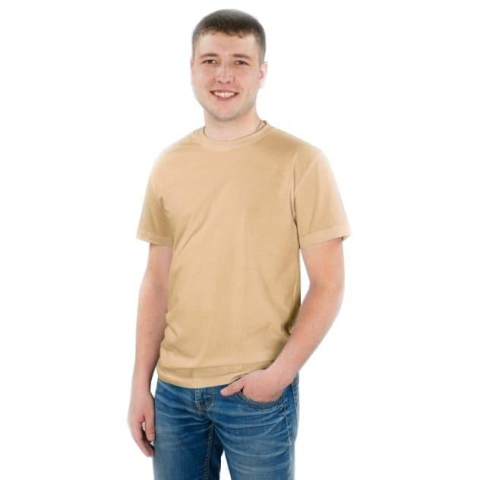 Мужская однотонная футболка цвет бежевый 48
