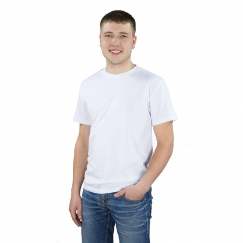 Мужская однотонная футболка цвет белый 48