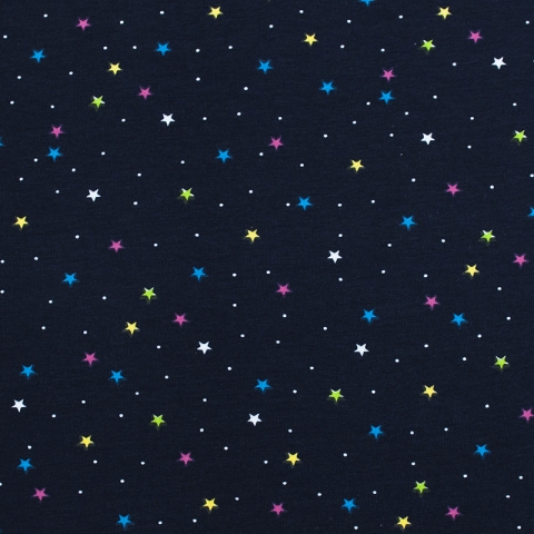 Ткань на отрез интерлок Звезды разноцветные R146