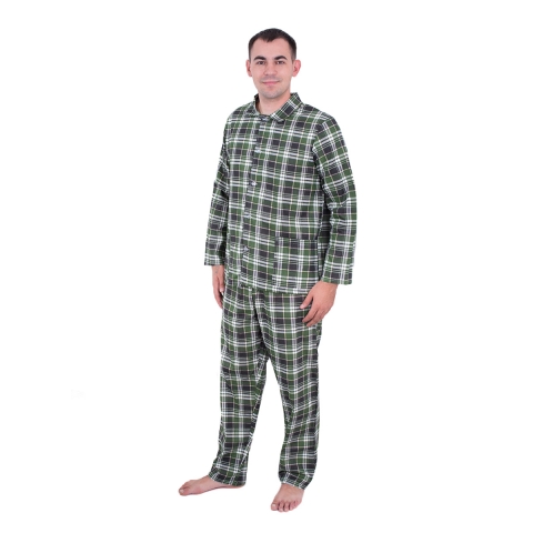 Пижама мужская бязь клетка 64-66 цвет зеленый