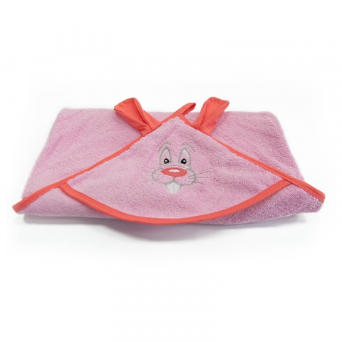Уголок детский махровый с вышивкой розовый
