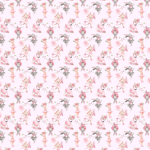 Ткань на отрез бязь премиум ГОСТ детская 150 см 13211/1 Балеринки на розовом