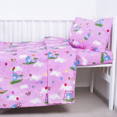 Постельное белье в детскую кроватку 315/2 Слоники с шариками розовый ГОСТ