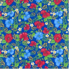 Ткань на отрез фланель 90 см 134-2П Цветы на синем