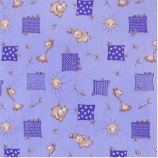 Ткань на отрез бязь ГОСТ детская 150 см 366/5 Жирафики цвет фиолетовый