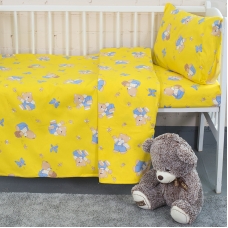 Постельное белье в детскую кроватку из бязи 1332/4 За медом желтый