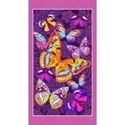 Маломеры вафельное полотно набивное 150 см 441/3 Бабочки цвет фиолетовый 1 шт