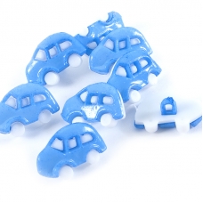 Пуговица детская сборная Машинка 18 мм цвет голубой упаковка 10 шт