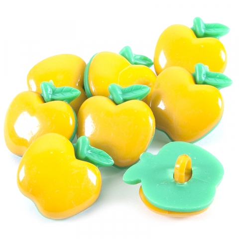 Пуговица детская сборная Яблоко 21 мм цвет желтый упаковка 10 шт