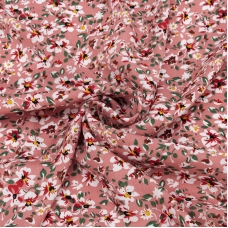 Ткань на отрез штапель 150 см 2306-3 Цветы на пудровом