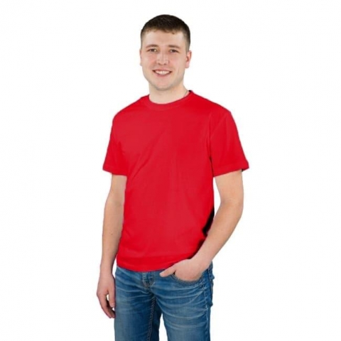 Мужская однотонная футболка цвет красный 54