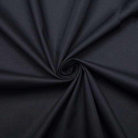 Ткань на отрез поплин гладкокрашеный 220 см 115 гр/м2 цвет черный Актив