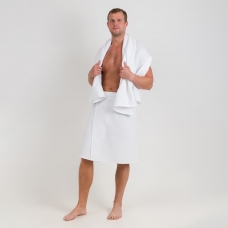 Набор для сауны вафельный Премиум мужской 2 предмета (килт шир.резинкой+полотенце) цвет белый