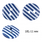 Пуговицы пластик TBY P-L28-3 цв.белый-синий 18L-11мм, 2 прокола 10 шт