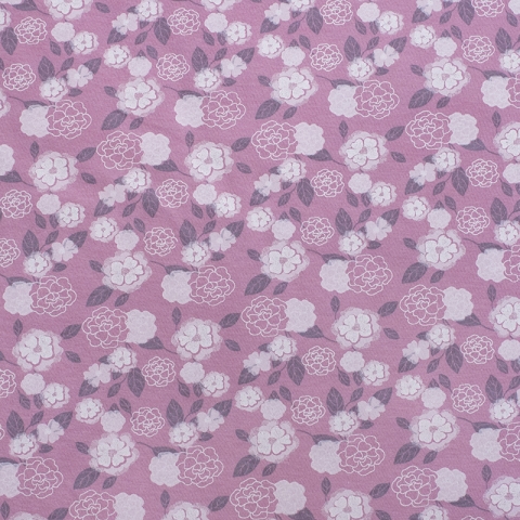 Ткань на отрез кулирка Цветы на розовом М-2054