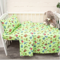 Постельное белье в детскую кроватку из бязи ГОСТ 383/2 Зоопарк цвет зеленый