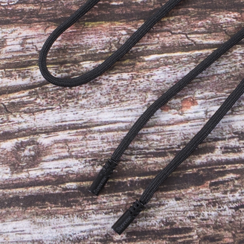 Шнур круглый декор наконечник металл надпись резьба 130см черный уп 2 шт