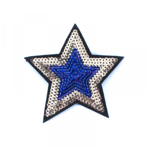 Термоаппликация ТАП 055 звезда фиолетовый-золото 7см
