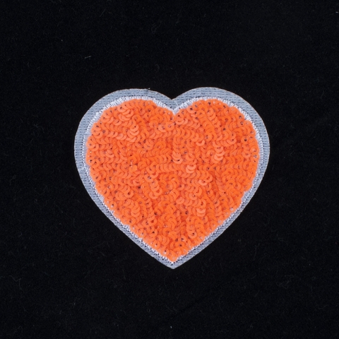 Термоаппликация ТАП 061 сердце оранжевое 6*5см