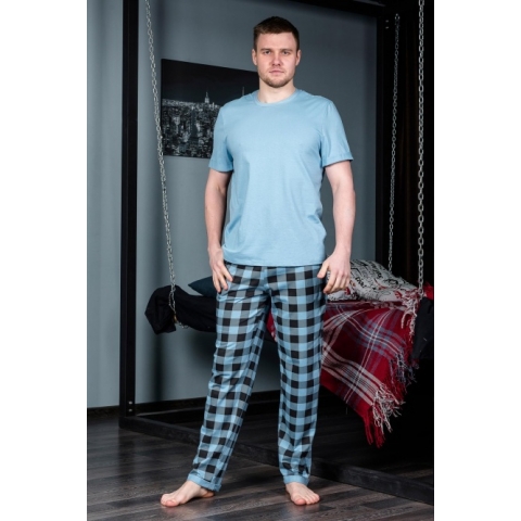 Пижама футболка+брюки 1000-16 цвет Голубой р 48