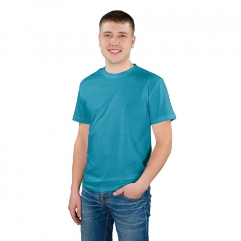 Мужская однотонная футболка цвет синий 50