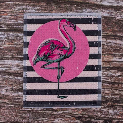 Декоративный  элемент пришивной Розовый фламинго 18*22 см