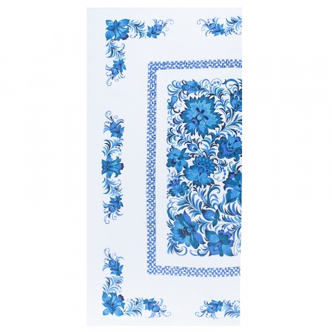 Полотенце полулен 40/80 Цветы цвет синий