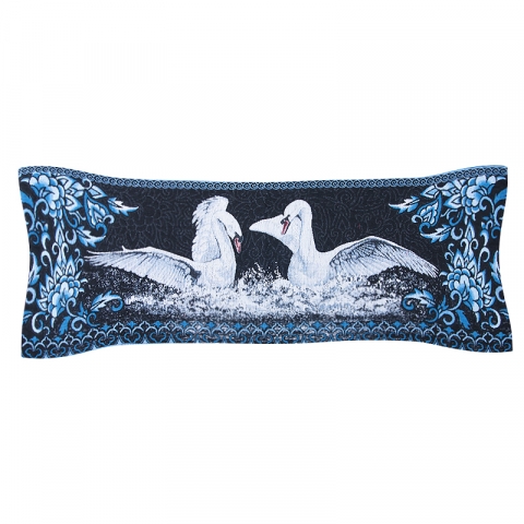 Чехол на подушку-валик гобелен 30/85 см Лебеди