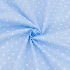 Ткань на отрез поплин 150 см 388/3 Горошек цвет голубой