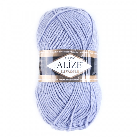 Пряжа для вязания Ализе LanaGold (49%шерсть, 51%акрил) 100гр цвет 200 серый