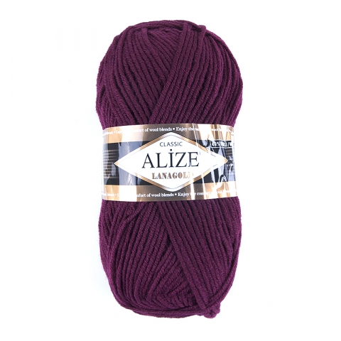 Пряжа для вязания Ализе LanaGold (49%шерсть, 51%акрил) 100гр цвет 495 бордо