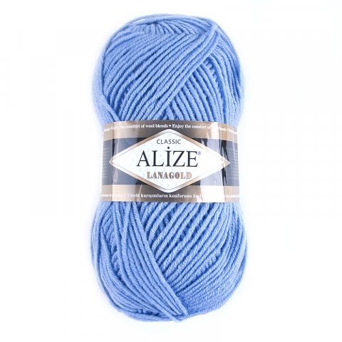Пряжа для вязания Ализе LanaGold (49%шерсть, 51%акрил) 100гр цвет 40 голубой
