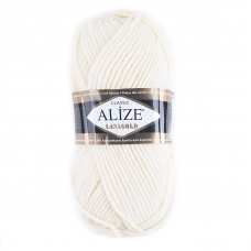 Пряжа для вязания Ализе LanaGold (49%шерсть, 51%акрил) 100гр цвет 01 кремовый