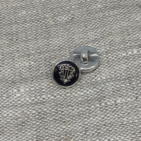 Пуговица ПР195 11 мм черная герб серебро уп 12 шт
