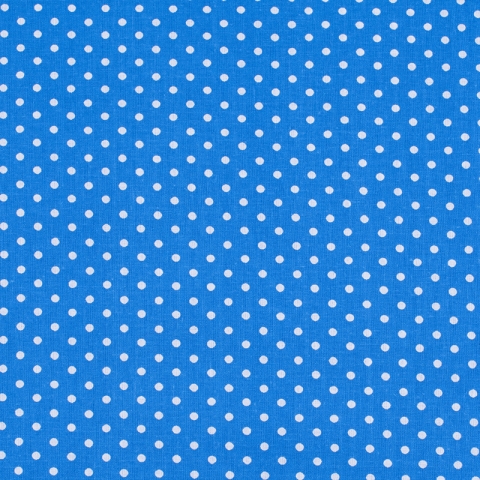 Ткань на отрез бязь плательная 150 см 1359/2 голубой фон белый горох