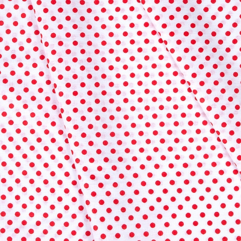 Ткань на отрез бязь плательная 150 см 1359/16А белый фон красный горох