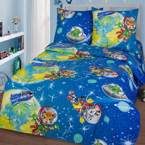 Бязь 120 гр/м2  детская 150 см 10781/1 Космошарики