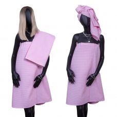 Набор для сауны вафельный Премиум женский 2 предмета (килт шир.резинкой+полотенце) цвет 706 розовый